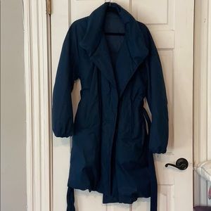 Oversized puffy navy down jacket